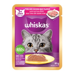อาหารแมวเปียกวิสกัส® แบบเพาช์ แมวโต 1+ ปี ปลาทูน่าและเนื้อไก่ image